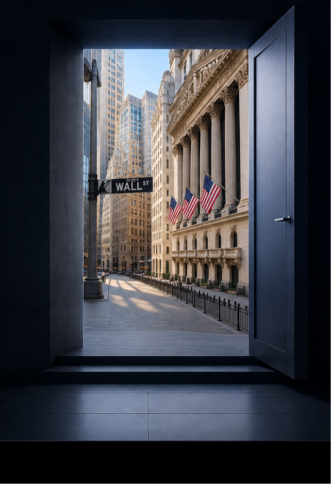 Doorway opening onto Wall Street